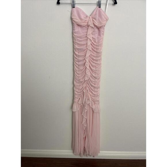 Revolve Majorelle Giules Strapless Gown Mesh Ruffle Ruched  Pink S $248 msrp NWT - Picture 6 of 9